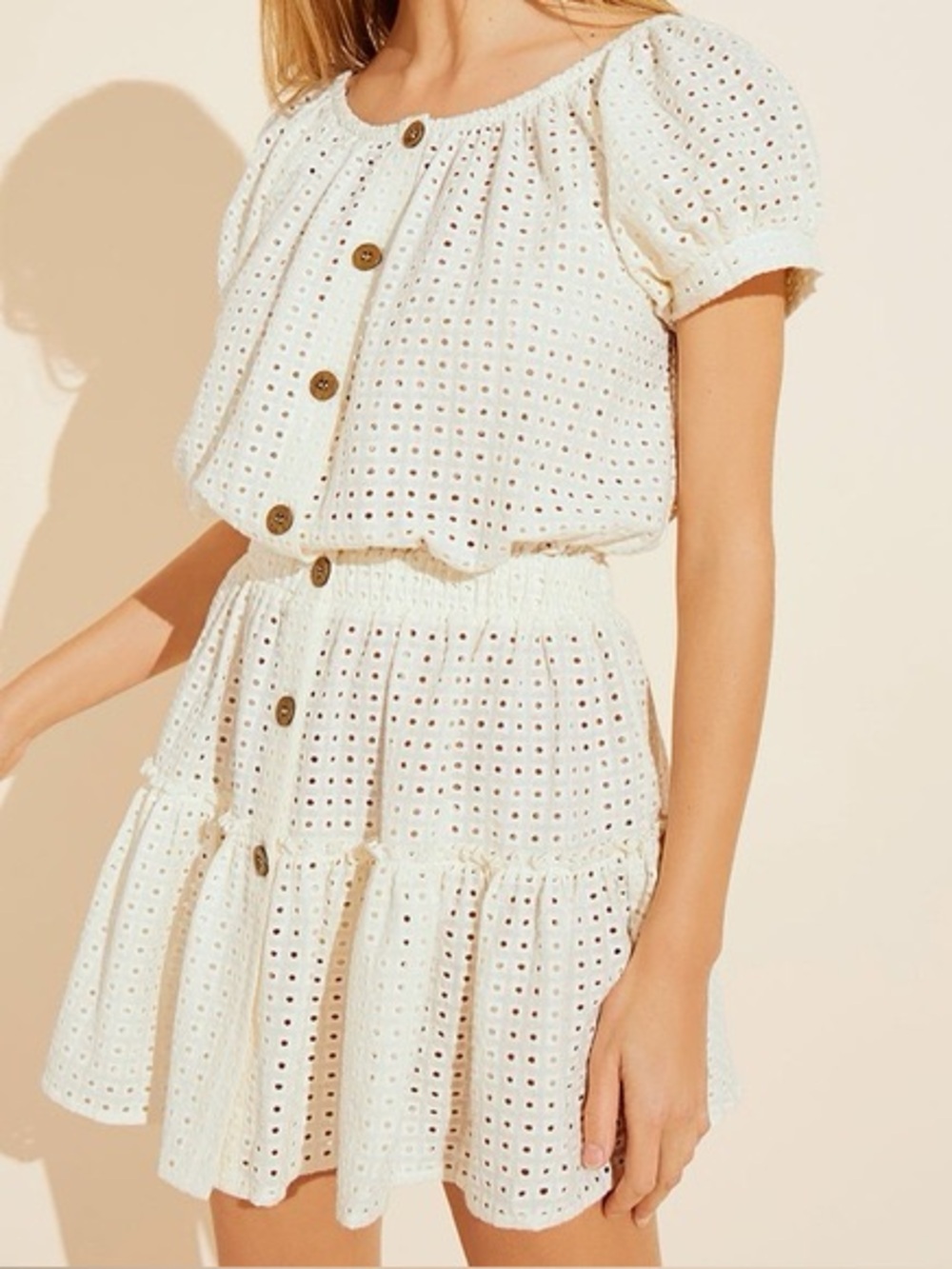 Eberjey Portola Elsie White Mini Dress Cover Up Small